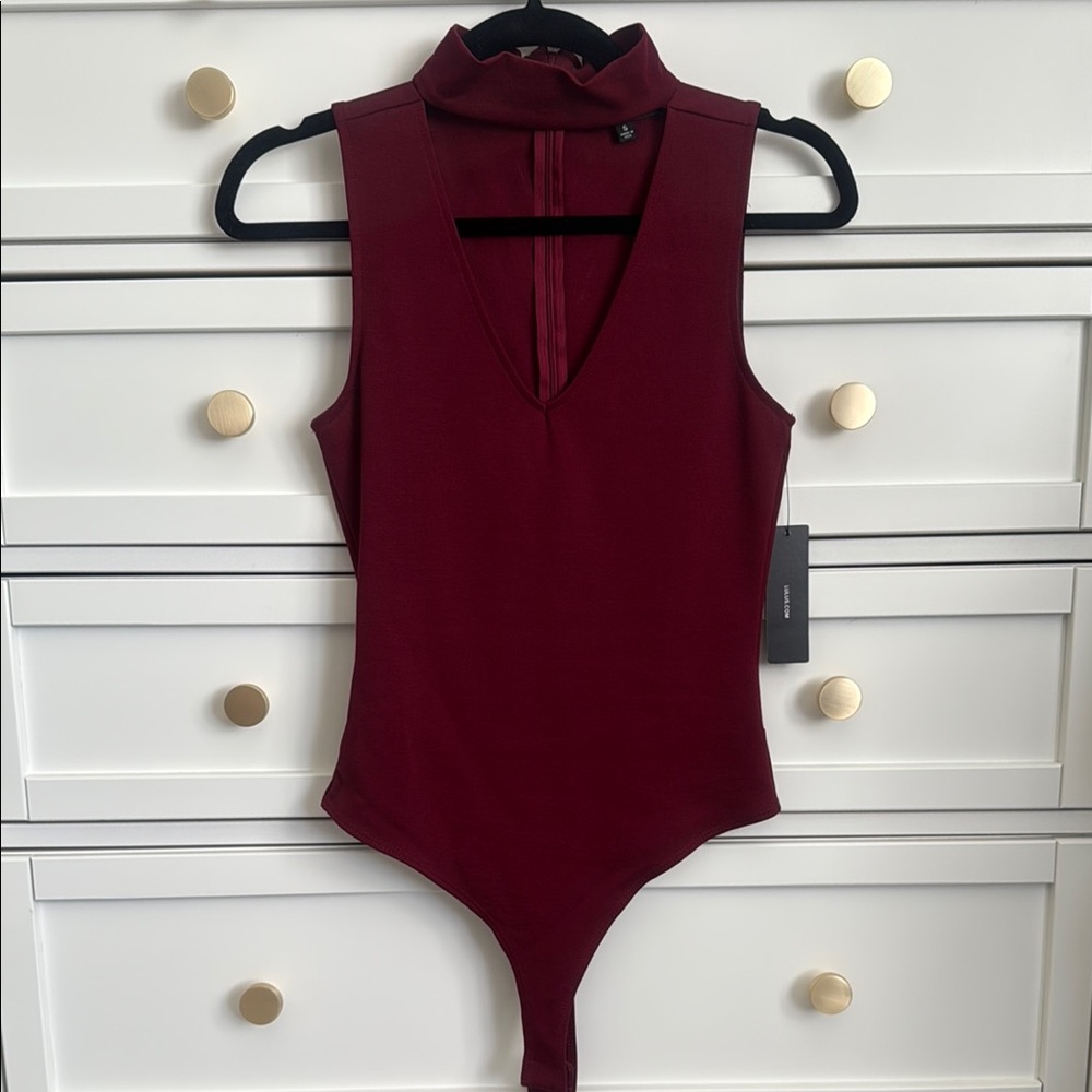 Burgundy Sleeveless Bodysuit